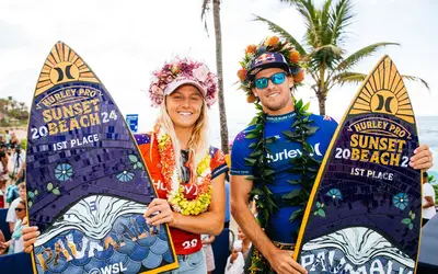 Surfe: australianos conquistam etapa de Sunset Beach
